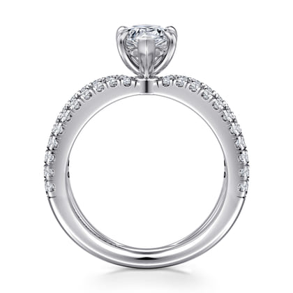 Elite - 14K White Gold Split Shank Pear Shape Diamond Engagement Ring