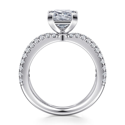 Elite - 14K White Gold Split Shank Princess Cut Diamond Engagement Ring