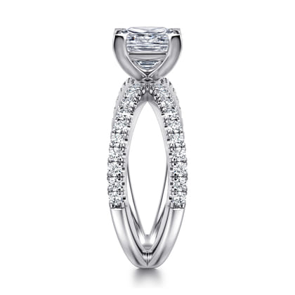Elite - 14K White Gold Split Shank Princess Cut Diamond Engagement Ring