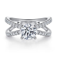 Elite - 14K White Gold Split Shank Round Diamond Engagement Ring