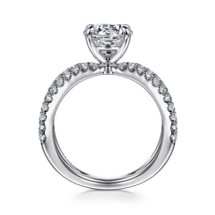 Elite - 14K White Gold Split Shank Round Diamond Engagement Ring