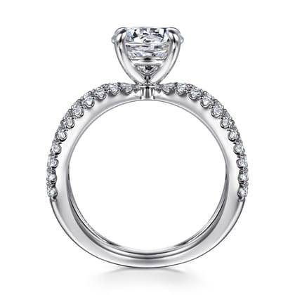 Elite - 14K White Gold Split Shank Round Diamond Engagement Ring