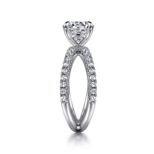 Elite - 14K White Gold Split Shank Round Diamond Engagement Ring