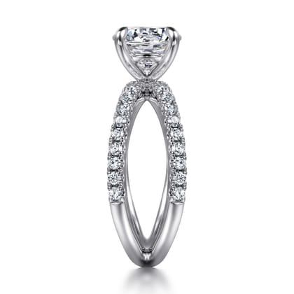 Elite - 14K White Gold Split Shank Round Diamond Engagement Ring