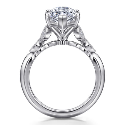 Eliza - Vintage Inspired 14K White Gold Split Shank Marquise Shape Diamond Engagement Ring