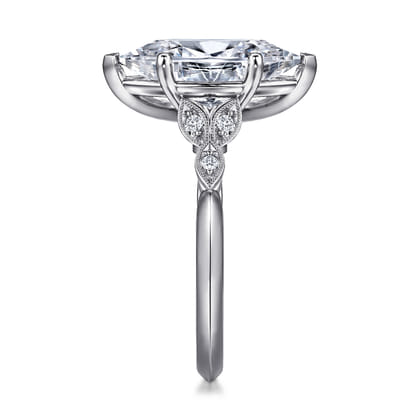 Eliza - Vintage Inspired 14K White Gold Split Shank Marquise Shape Diamond Engagement Ring
