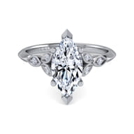 Eliza - Vintage Inspired 14K White Gold Split Shank Marquise Shape Diamond Engagement Ring