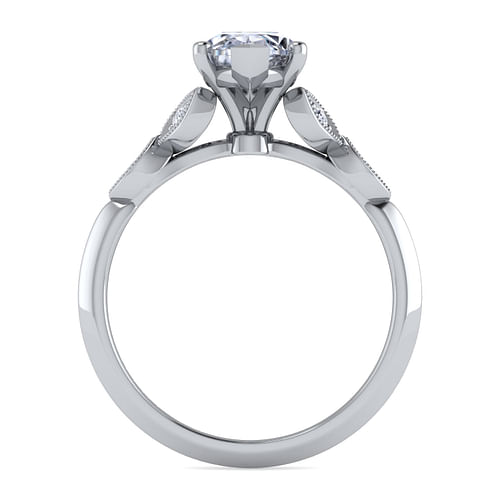 Eliza - Vintage Inspired 14K White Gold Split Shank Marquise Shape Diamond Engagement Ring - 0.07 ct - Shot 2