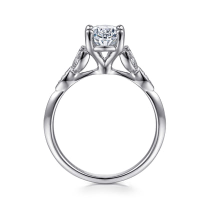 Eliza - Vintage Inspired 14K White Gold Split Shank Oval Diamond Engagement Ring