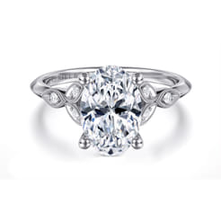 Eliza - Vintage Inspired 14K White Gold Split Shank Oval Diamond Engagement Ring