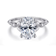 Eliza - Vintage Inspired 14K White Gold Split Shank Oval Diamond Engagement Ring