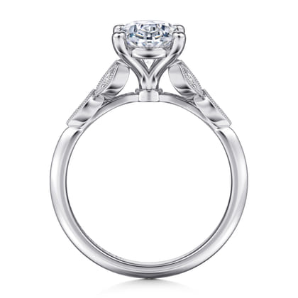 Eliza - Vintage Inspired 14K White Gold Split Shank Oval Diamond Engagement Ring