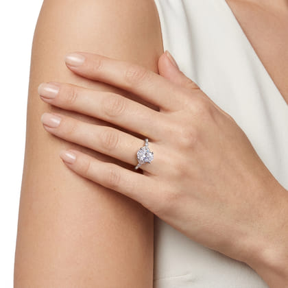 Eliza - Vintage Inspired 14K White Gold Split Shank Oval Diamond Engagement Ring