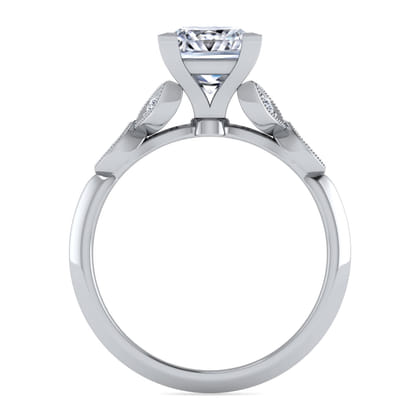 Eliza - Vintage Inspired 14K White Gold Split Shank Princess Cut Diamond Engagement Ring