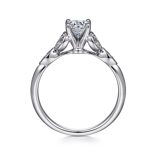 Eliza - Vintage Inspired 14K White Gold Split Shank Round Diamond Engagement Ring - 0.07 ct - Shot 2