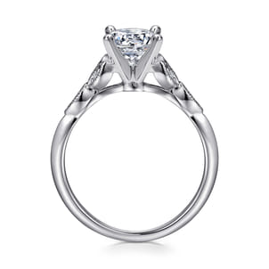Eliza - Vintage Inspired 14K White Gold Split Shank Round Diamond Engagement Ring