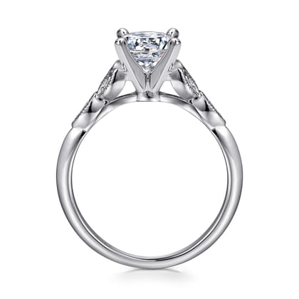 Eliza - Vintage Inspired 14K White Gold Split Shank Round Diamond Engagement Ring