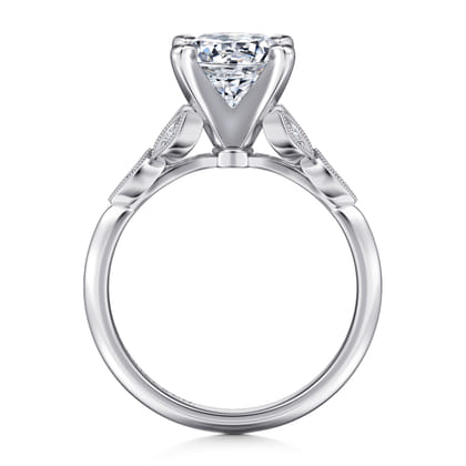 Eliza - Vintage Inspired 14K White Gold Split Shank Round Diamond Engagement Ring
