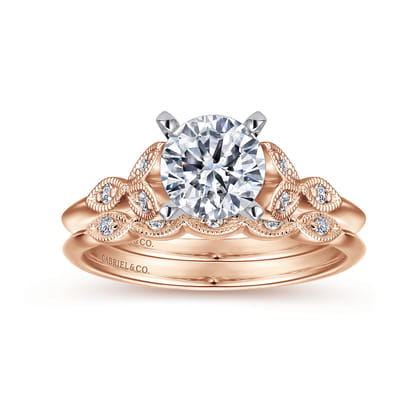 Eliza - Vintage Inspired 14K White-Rose Gold Split Shank Round Diamond Engagement Ring