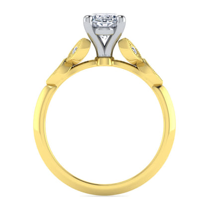 Eliza - Vintage Inspired 14K White-Yellow Gold Split Shank Oval Diamond Engagement Ring