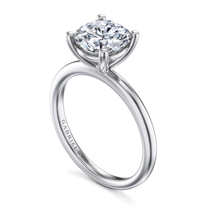 Ella - 14K White Gold Round Solitaire Diamond Engagement Ring