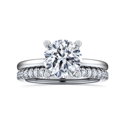 Ella - 14K White Gold Round Solitaire Diamond Engagement Ring