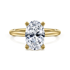 14K Yellow Gold Oval Solitaire Diamond Engagement Ring