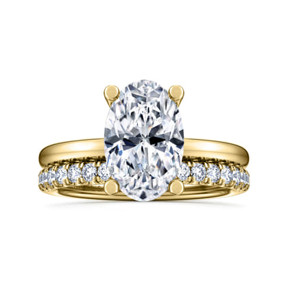 Ella - 14K Yellow Gold Oval Solitaire Diamond Engagement Ring