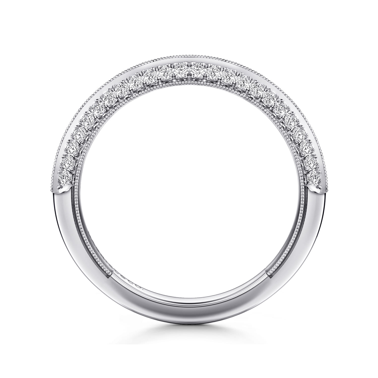 Straight Wedding Ring in 14k White Gold with Round Natural Diamond at Gabriel & Co. - Shot 2