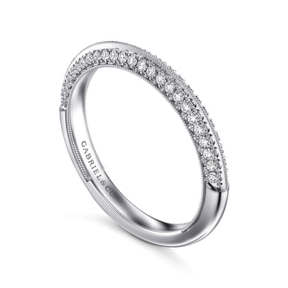 Elle - 14K White Gold Separate Micro Prong in Channel Diamond Anniversary Band