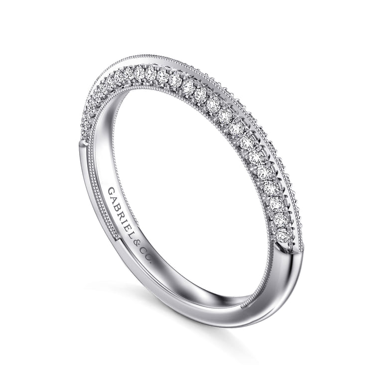 Straight Wedding Ring in 14k White Gold with Round Natural Diamond at Gabriel & Co. - Shot 3