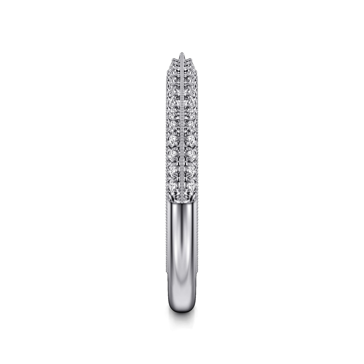 Straight Wedding Ring in 14k White Gold with Round Natural Diamond at Gabriel & Co. - Shot 4