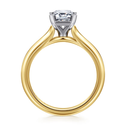 Ellis - 14K Mix of White and Yellow Gold Emerald Cut Diamond Engagement Ring