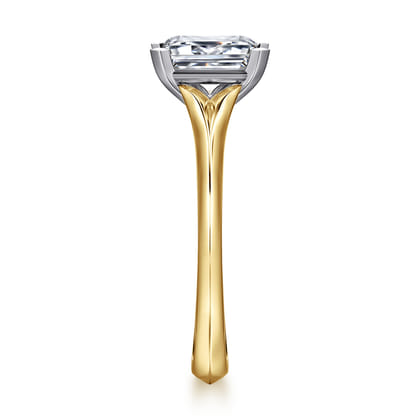 Ellis - 14K Mix of White and Yellow Gold Emerald Cut Diamond Engagement Ring