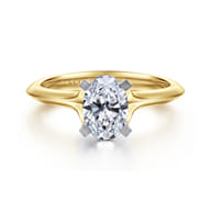 Ellis - 14K Mix of White and Yellow Gold Oval Diamond Engagement Ring
