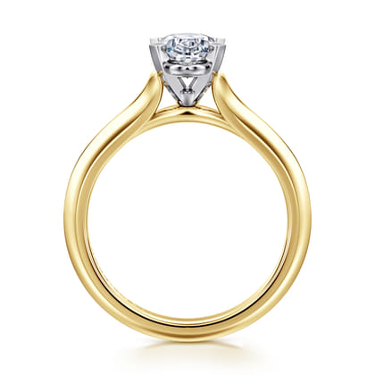 Ellis - 14K Mix of White and Yellow Gold Oval Diamond Engagement Ring