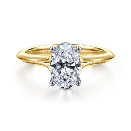 Ellis - 14K Mix of White and Yellow Gold Oval Diamond Engagement Ring