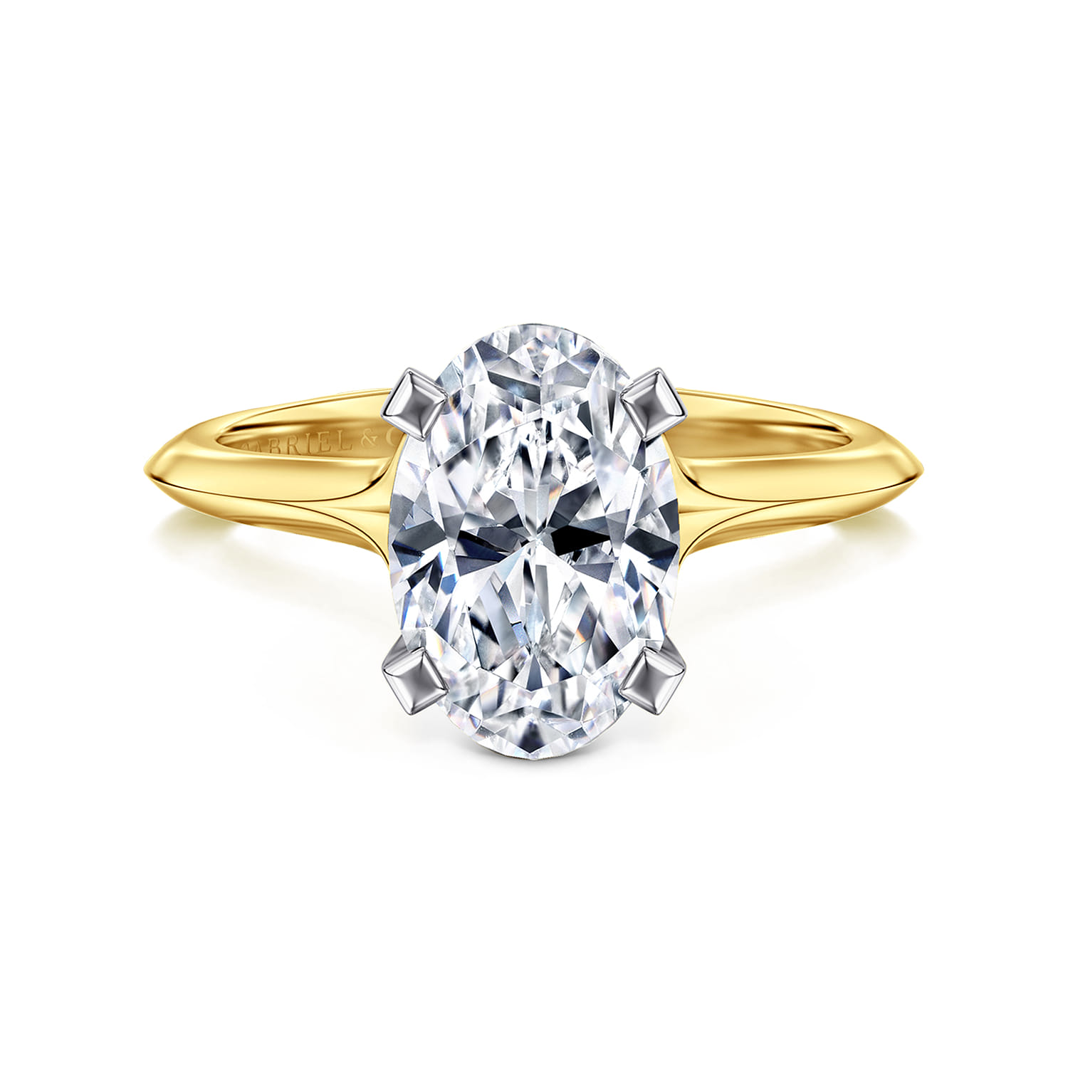 Ellis - 14K Mix of White and Yellow Gold Oval Diamond Engagement Ring