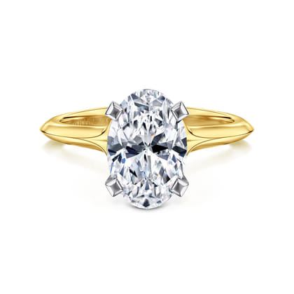 Ellis - 14K Mix of White and Yellow Gold Oval Diamond Engagement Ring
