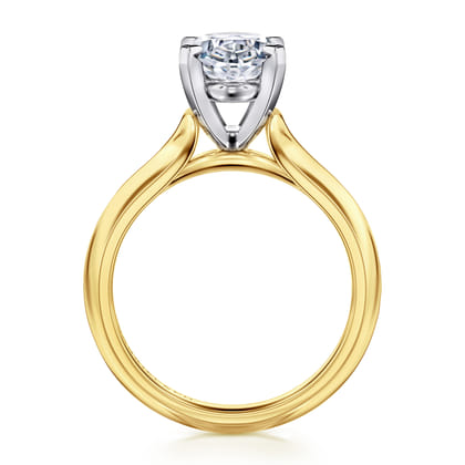 Ellis - 14K Mix of White and Yellow Gold Oval Diamond Engagement Ring