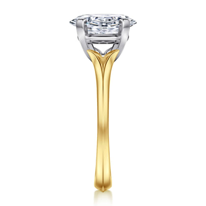 Ellis - 14K Mix of White and Yellow Gold Oval Diamond Engagement Ring