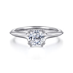 Ellis - 14K White Gold Cushion Cut Diamond Engagement Ring