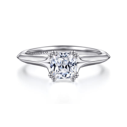 Ellis - 14K White Gold Cushion Cut Diamond Engagement Ring