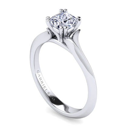 Ellis - 14K White Gold Cushion Cut Diamond Engagement Ring