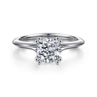 Ellis - 14K White Gold Cushion Cut Diamond Engagement Ring