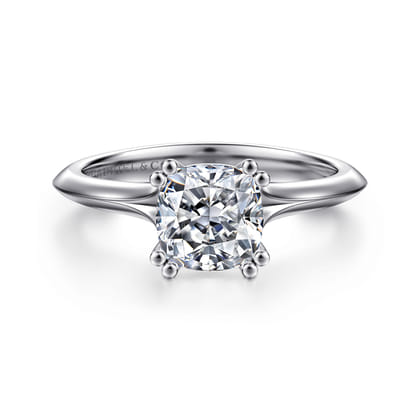 Ellis - 14K White Gold Cushion Cut Diamond Engagement Ring