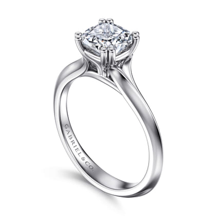 Ellis - 14K White Gold Cushion Cut Diamond Engagement Ring