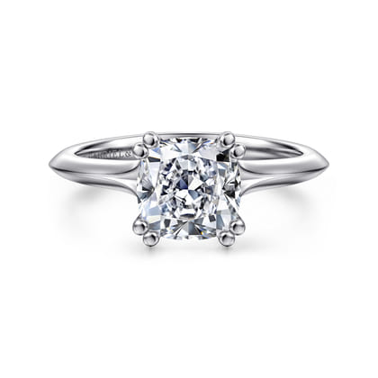 Ellis - 14K White Gold Cushion Cut Diamond Engagement Ring