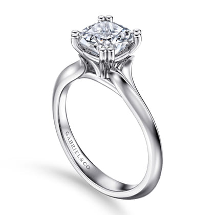 Ellis - 14K White Gold Cushion Cut Diamond Engagement Ring