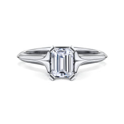 Ellis - 14K White Gold Emerald Cut Diamond Engagement Ring